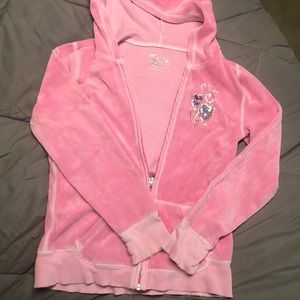 ✨SALE✨Justice ✨EUC✨ pink velour hoodie 💕